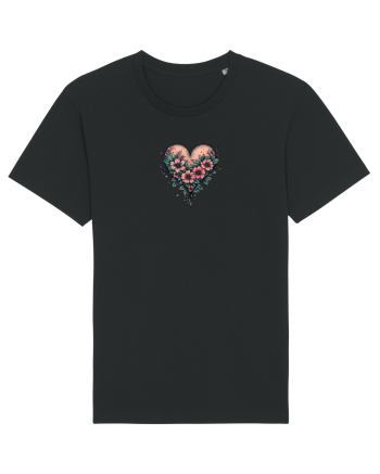 DRAGOBETE - VALENTINE`S DAY - INIMA - FLORI stil tatuaj Black