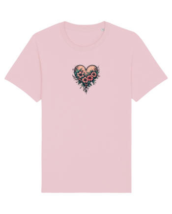 DRAGOBETE - VALENTINE`S DAY - INIMA - FLORI stil tatuaj Cotton Pink