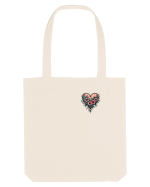 DRAGOBETE - VALENTINE`S DAY - INIMA - FLORI stil tatuaj - lateral Sacoșă textilă