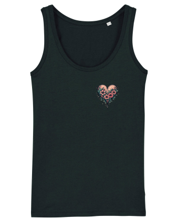DRAGOBETE - VALENTINE`S DAY - INIMA - FLORI stil tatuaj - lateral Black