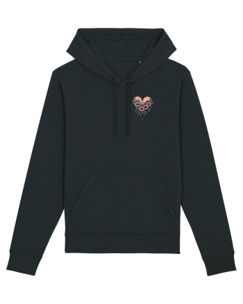 DRAGOBETE - VALENTINE`S DAY - INIMA - FLORI stil tatuaj - lateral Black