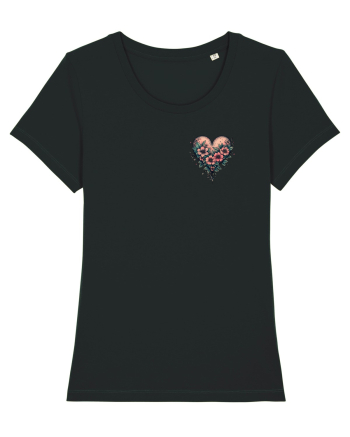 DRAGOBETE - VALENTINE`S DAY - INIMA - FLORI stil tatuaj - lateral Black