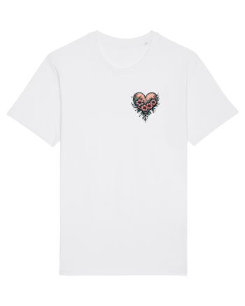 DRAGOBETE - VALENTINE`S DAY - INIMA - FLORI stil tatuaj - lateral White