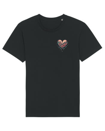 DRAGOBETE - VALENTINE`S DAY - INIMA - FLORI stil tatuaj - lateral Black