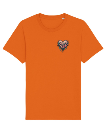 DRAGOBETE - VALENTINE`S DAY - INIMA - FLORI stil tatuaj - lateral Bright Orange