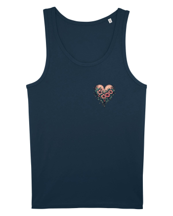 DRAGOBETE - VALENTINE`S DAY - INIMA - FLORI stil tatuaj - lateral Navy