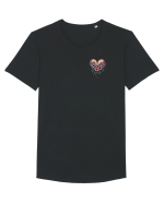 DRAGOBETE - VALENTINE`S DAY - INIMA - FLORI stil tatuaj - lateral Tricou mânecă scurtă guler larg Bărbat Skater