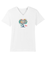 DRAGOBETE  -- VIBES -  INIMA - COPAC - FLORI - TRADITIONAL - ROMANESC  Tricou mânecă scurtă guler V Bărbat Presenter