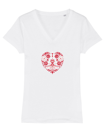  INIMA  -  IUBIRE -CUSATURA - BRODERIE - TRADITIONAL - ROMANESC White