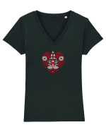 INIMA  -  IUBIRE -CUSATURA - BRODERIE - TRADITIONAL - ROMANESC Tricou mânecă scurtă guler V Damă Evoker