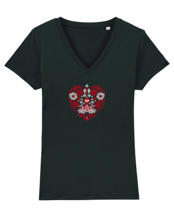  INIMA  -  IUBIRE -CUSATURA - BRODERIE - TRADITIONAL - ROMANESC Black