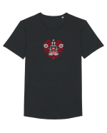  INIMA  -  IUBIRE -CUSATURA - BRODERIE - TRADITIONAL - ROMANESC Tricou mânecă scurtă guler larg Bărbat Skater