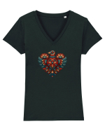  INIMA  -  IUBIRE - CUSATURA - BRODERIE - TRADITIONAL - ROMANESC 5 Tricou mânecă scurtă guler V Damă Evoker
