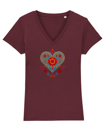  INIMA  -  IUBIRE - MANDALA - FLOARE -  TRADITIONAL - ETNIC Burgundy