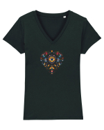  INIMA  -  IUBIRE - MANDALA - FLOARE -  TRADITIONAL - ETNIC 3 Tricou mânecă scurtă guler V Damă Evoker