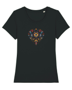  INIMA  -  IUBIRE - MANDALA - FLOARE -  TRADITIONAL - ETNIC 3 Tricou mânecă scurtă guler larg fitted Damă Expresser