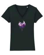  INIMA  -  IUBIRE - ARTA - FLORI - LUNA Tricou mânecă scurtă guler V Damă Evoker