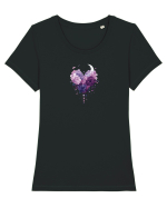  INIMA  -  IUBIRE - ARTA - FLORI - LUNA Tricou mânecă scurtă guler larg fitted Damă Expresser
