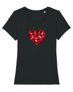  INIMA  -  IUBIRE - ARTA - PIATRA PRETIOASA - ABSTRACT Tricou mânecă scurtă guler larg fitted Damă Expresser