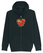 LOVE BLOSSOMS -  INIMA  -  IUBIRE - ARTA JAPONEZA - FLORI Hanorac cu fermoar Unisex Connector