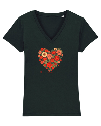 LOVE BLOSSOMS -  INIMA  -  IUBIRE - ARTA JAPONEZA - FLORI Black