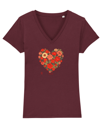 LOVE BLOSSOMS -  INIMA  -  IUBIRE - ARTA JAPONEZA - FLORI Burgundy