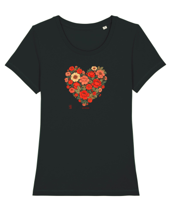 LOVE BLOSSOMS -  INIMA  -  IUBIRE - ARTA JAPONEZA - FLORI Black
