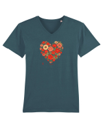 LOVE BLOSSOMS -  INIMA  -  IUBIRE - ARTA JAPONEZA - FLORI Tricou mânecă scurtă guler V Bărbat Presenter