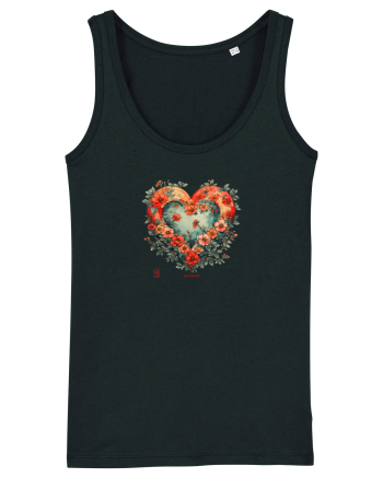LOVE BLOSSOMS - SAKURA - FLORI CIRES -  INIMA  -  IUBIRE - ARTA JAPONEZA Black