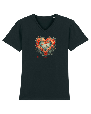 LOVE BLOSSOMS - SAKURA - FLORI CIRES -  INIMA  -  IUBIRE - ARTA JAPONEZA Black