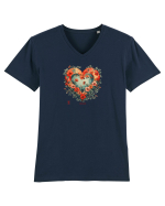 LOVE BLOSSOMS - SAKURA - FLORI CIRES -  INIMA  -  IUBIRE - ARTA JAPONEZA Tricou mânecă scurtă guler V Bărbat Presenter