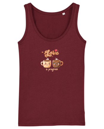 LOVE  IN PROGRESS - CESTI CAFEA - CEAI - CUPLU - INIMA Burgundy