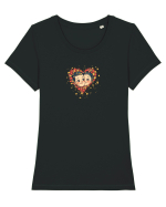 LOVE IS ALL AROUND - INIMA --CUPLU -  GALAXIE - STELE  Tricou mânecă scurtă guler larg fitted Damă Expresser