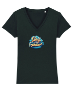 SINGLE & FABULOUS 3 Tricou mânecă scurtă guler V Damă Evoker