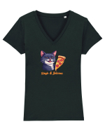 SINGLE & DELICIOUS 3 Tricou mânecă scurtă guler V Damă Evoker
