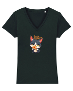 SINGLE & DELICIOUS 4 Tricou mânecă scurtă guler V Damă Evoker