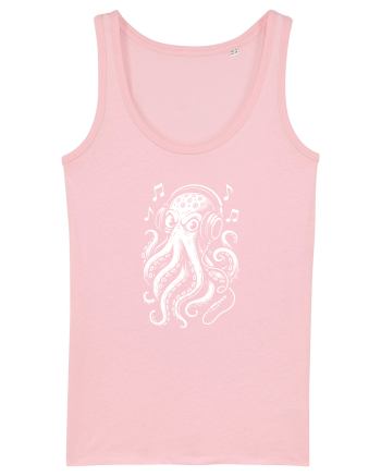 Caracatiță DJ cu căști – ilustrație alb-negru muzicală Cotton Pink