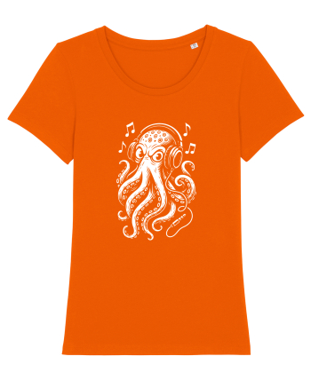 Caracatiță DJ cu căști – ilustrație alb-negru muzicală Bright Orange