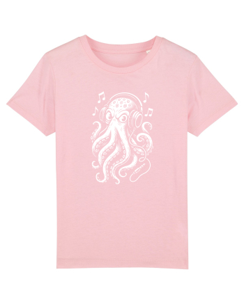 Caracatiță DJ cu căști – ilustrație alb-negru muzicală Cotton Pink