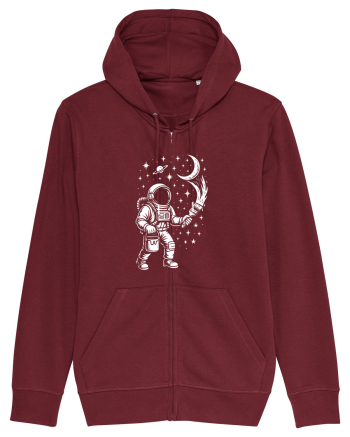 Astronaut pictor în spațiu – ilustratie cosmică Burgundy