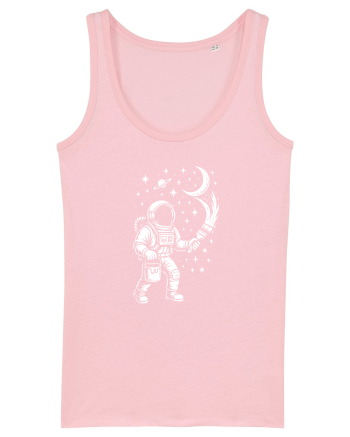Astronaut pictor în spațiu – ilustratie cosmică Cotton Pink