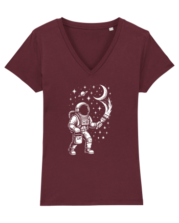 Astronaut pictor în spațiu – ilustratie cosmică Burgundy