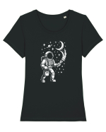 Astronaut pictor în spațiu – ilustratie cosmică Tricou mânecă scurtă guler larg fitted Damă Expresser