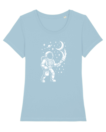 Astronaut pictor în spațiu – ilustratie cosmică Sky Blue