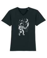 Astronaut pictor în spațiu – ilustratie cosmică Tricou mânecă scurtă guler V Bărbat Presenter