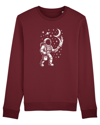 Astronaut pictor în spațiu – ilustratie cosmică Burgundy