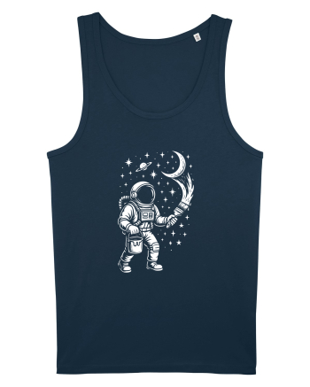 Astronaut pictor în spațiu – ilustratie cosmică Navy