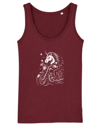 Unicorn biker pe motocicletă – ilustrație alb-negru rebelă Burgundy