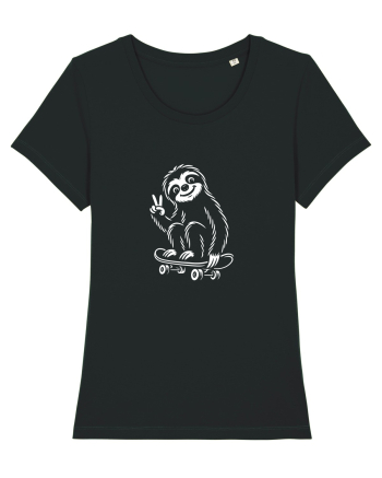 Leneș pe skateboard – ilustrație alb-negru cool Black