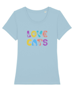 Love cats Tricou mânecă scurtă guler larg fitted Damă Expresser